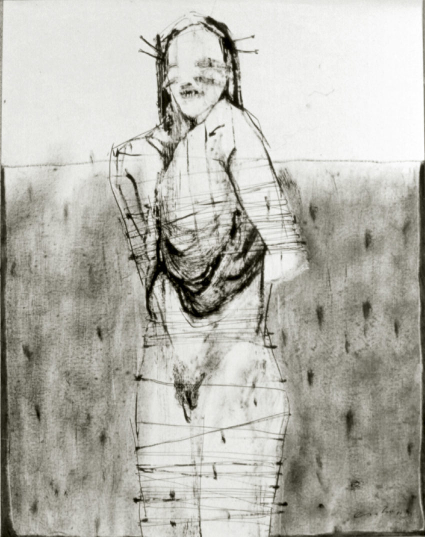 Serie Blanco y Negro. 1982, ink and oli on paper 23 x 19 inches