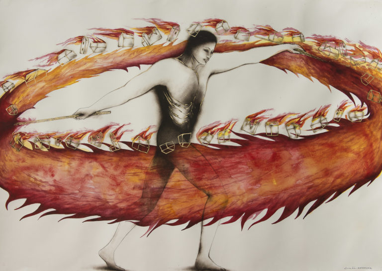 Candela - Fire. Mixed media by Humberto Castro. 2012 Mixed media on paper 42 x 59 inches