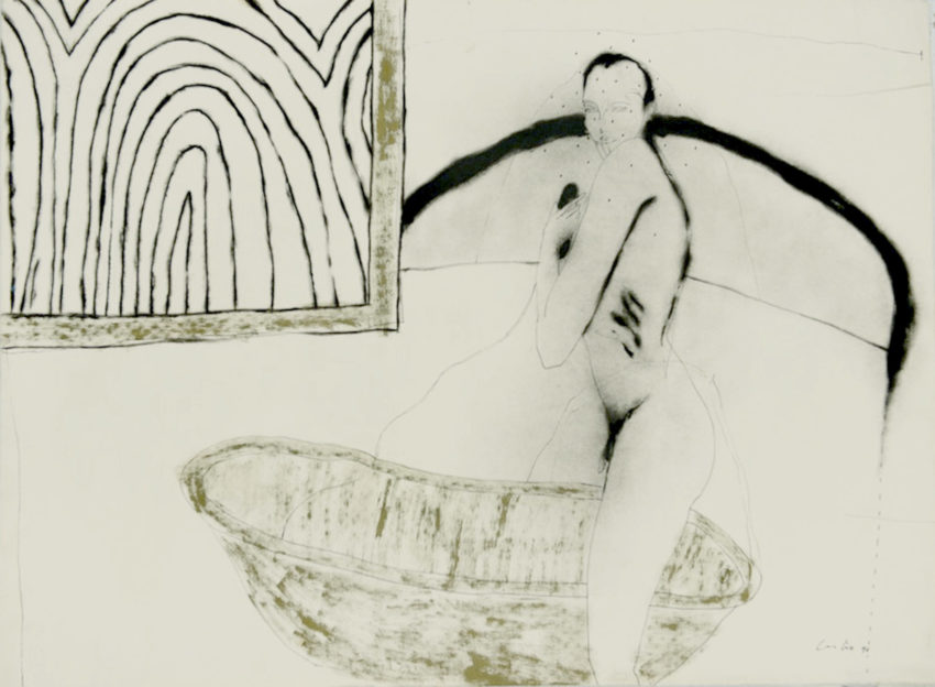 Sin Titulo, 1990, ink and oil on fabriano paper, 28 x 39 in