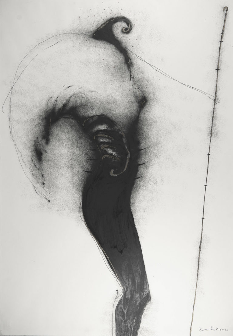 Phoenix, 1993, ink and oil on fabriano paper, 28 x 39 inches
