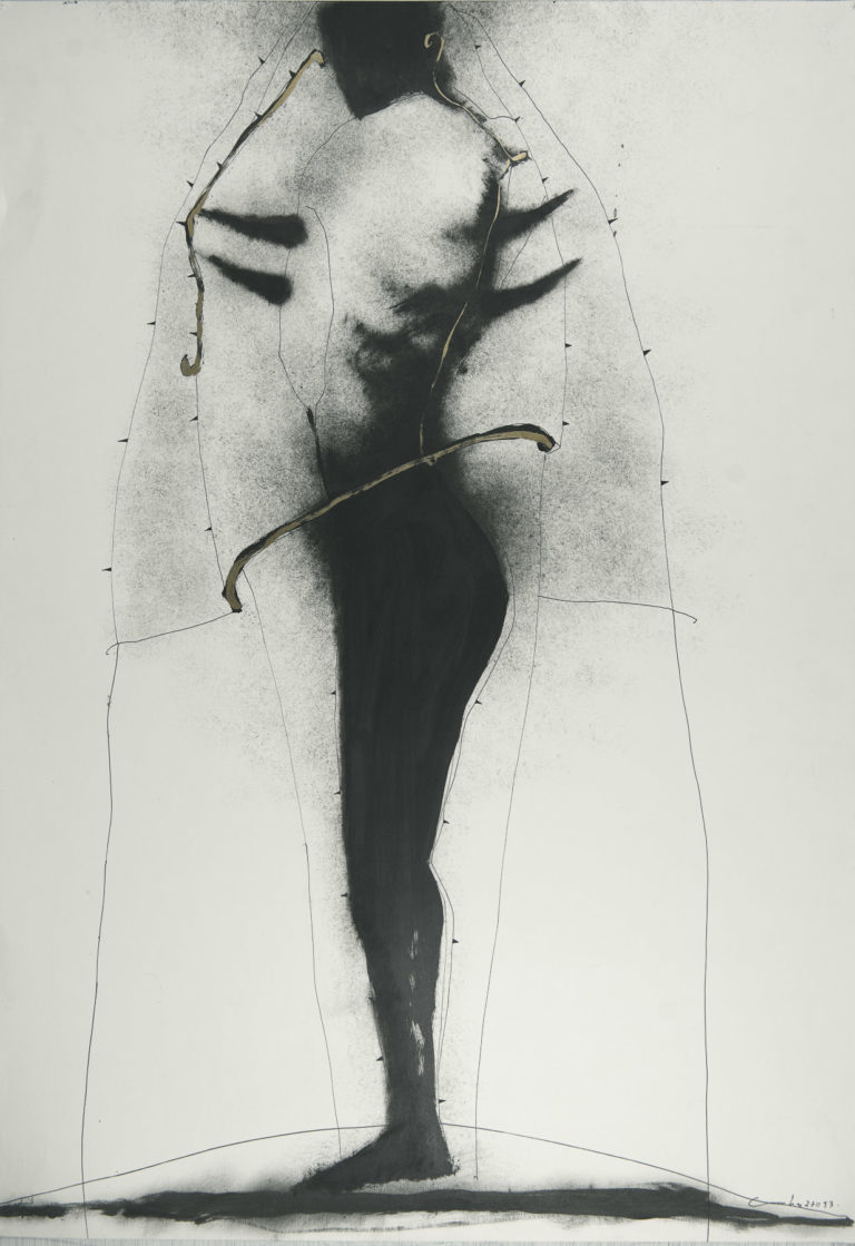 El vuelo de Icaro # 8, 1993, ink and oil on fabriano paper, 28 x 39 inches