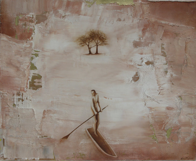 Dejando el oasis. 2007, oil on canvas, 26 x 32 in. Humberto Castro