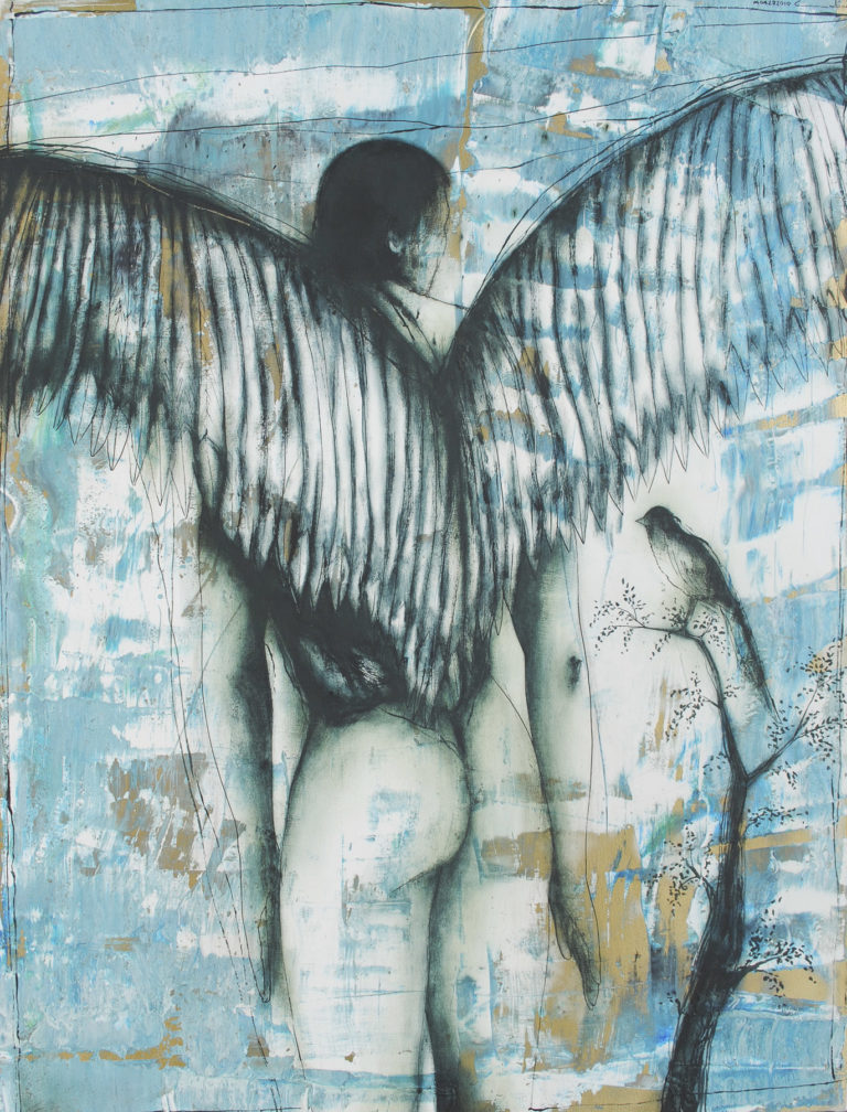 Learning to Fly. 2010, acrylic and oil on canvas, 42.5 x 55 in. Humberto Castro